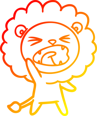 Bir insan tarafından çizilmiş karikatür aslanının sıcak çizgi çizimi