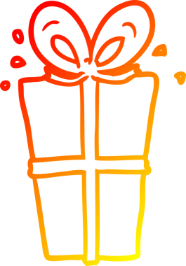 Bir insan tarafından çizilmiş bir hediyenin sıcak çizgi çizimi