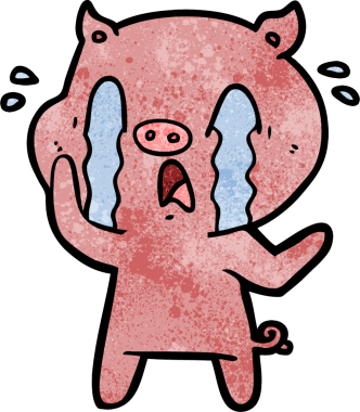 Bir insan tarafından çizilmiş ağlayan domuz çizgi filmi.