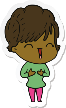 Bir insan tarafından çizilmiş gülen bir karikatür çıkartması.