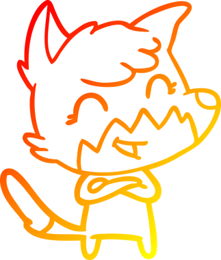 Bir insan tarafından çizilmiş mutlu bir tilkinin sıcak çizgi çizimi