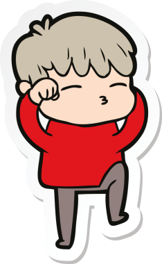 Bir insan tarafından çizilmiş meraklı bir çocuğun çıkartması.