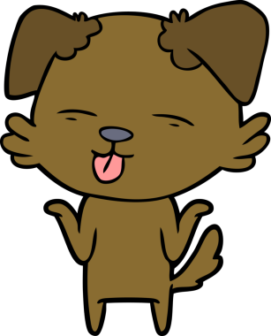 Bir insan tarafından çizilmiş bir çizgi film köpeği.