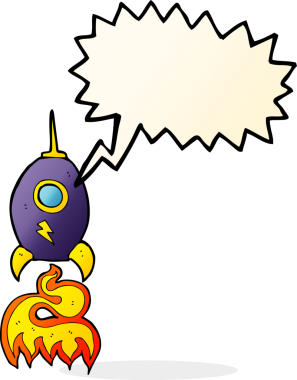 bir insan tarafından çizilmiş konuşma baloncuklu çizgi film uzay gemisi