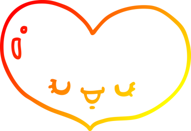 Bir insan tarafından çizilmiş bir aşk kalp karakterinin sıcak çizgi çizimi