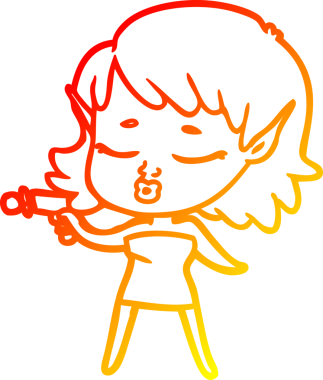 Bir insan tarafından çizilmiş ışın tabancalı güzel bir uzaylı kız çizimi.