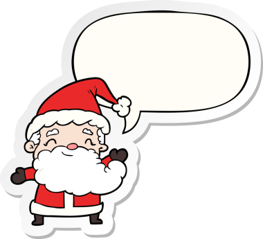 Bir insan tarafından çizilmiş konuşma balonu çıkartmalı Noel Baba çizgi filmi.