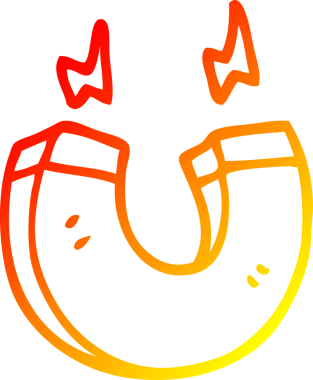 Bir insan tarafından çizilen çizgi film mıknatısının sıcak gradyan çizimi