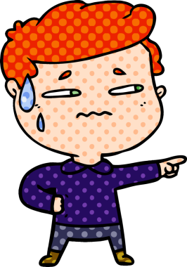 Çizgi filmdeki endişeli adam bir insan tarafından çizilmiş.