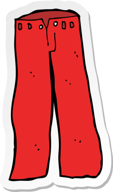 Bir insan tarafından çizilmiş kırmızı pantolonun çıkartması.