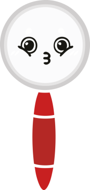 Bir insanın çizdiği büyüteçin düz renkli retro karikatürü