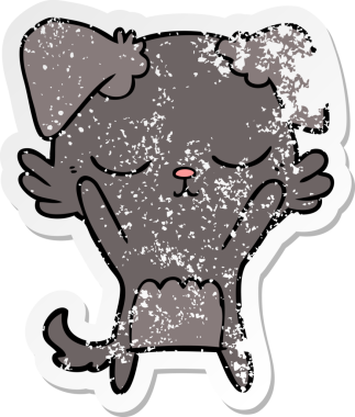 Bir insan tarafından çizilmiş şirin bir köpeğin sıkıntılı çıkartması.