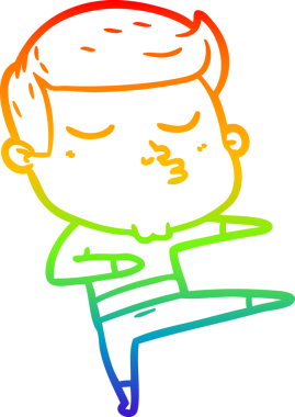 Gökkuşağı gradyan çizgi çizimi Bir insan tarafından çizilen çizgi film modeli adam