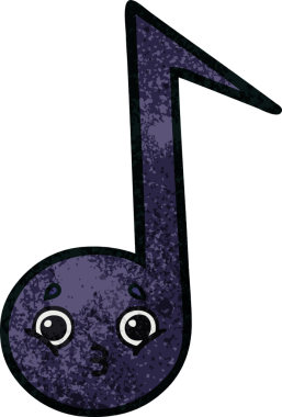 Bir insan tarafından çizilmiş müzikal notanın retro grunge desen karikatürü