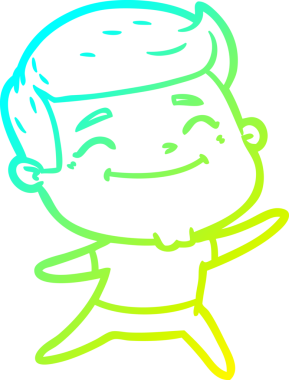 Bir insan tarafından çizilmiş mutlu bir çizgi film karakteri çizimi.