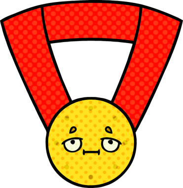 Bir insan tarafından çizilmiş altın madalyanın karikatürü.