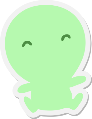 Bir insan tarafından çizilmiş şirin uzaylı çıkartması.