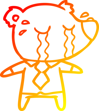 Bir insan tarafından çizilmiş gömleğin içinde ağlayan ayının sıcak çizgi çizimi.