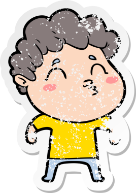 Bir insan tarafından çizilmiş karikatür adamın sıkıntılı çıkartması.