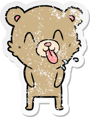 Bir insan tarafından çizilmiş kaba bir çizgi film ayısının sıkıntılı çıkartması.