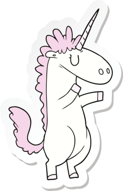 Bir insan tarafından çizilmiş tek boynuzlu atın çıkartması.