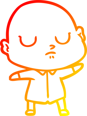 Bir insan tarafından çizilmiş kel bir adamın sıcak çizgi çizimi.