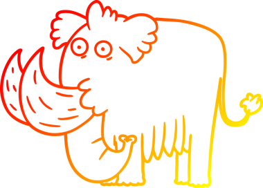 Bir insan tarafından çizilmiş çizgi film mamutunun sıcak çizgi çizimi