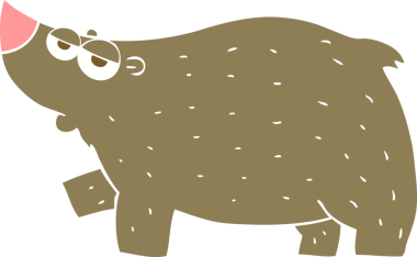 Bir insan tarafından çizilmiş ayının düz renk çizimi