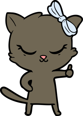 Bir insan tarafından çizilmiş sevimli çizgi film kedisi.