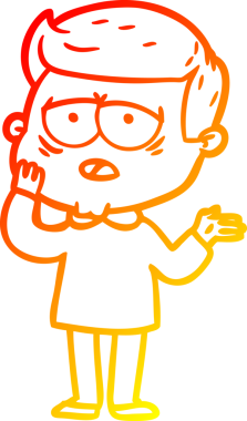 Bir insan tarafından çizilmiş, yorgun bir adamın çizgi çizimi.