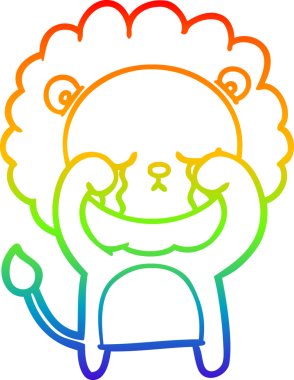 Gökkuşağı gradyan çizgisi bir insan tarafından çizilmiş ağlayan bir aslanın çizimi