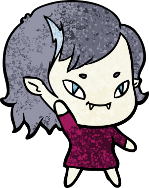 Bir insan tarafından çizilmiş çizgi film dostu vampir kız.