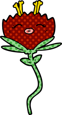 Bir insan tarafından çizilmiş mutlu karikatür çiçeği.