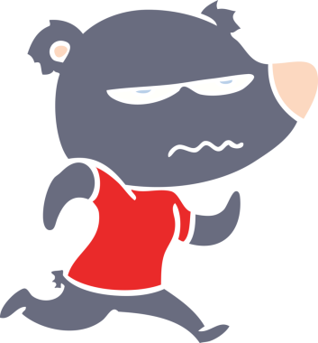 Bir insan tarafından çizilmiş düz renkli çizgi film ayısı