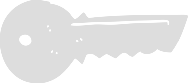 Bir insan tarafından çizilmiş kapı anahtarının düz renk çizimi