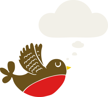 insan tarafından çizilmiş düşünce baloncuklu uçan kuş.