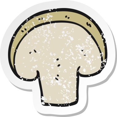 Bir insan tarafından çizilmiş karikatür mantar diliminin sıkıntılı çıkartması.