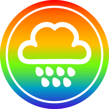 Gökkuşağı gradyan bir insan tarafından çizilmiş yağmur bulutu dairesel simgesi
