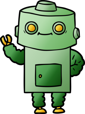 Bir insan tarafından çizilmiş çizgi film robotu