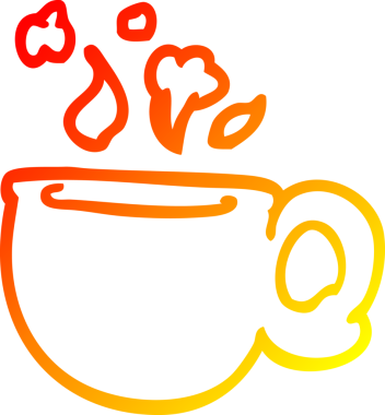 Bir insan tarafından çizilmiş bir buhar bardağının sıcak çizgi çizimi