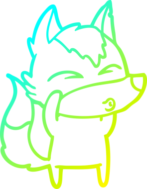 Bir insan tarafından çizilmiş bir kurt çizgi filminin soğuk gradyan çizimi