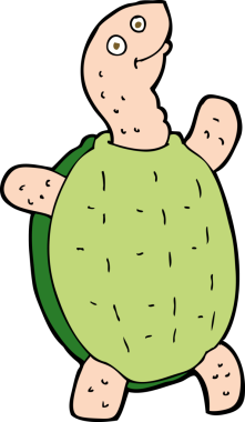 Bir insan tarafından çizilmiş mutlu bir kaplumbağa.