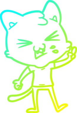 Bir insan tarafından çizilen çizgi film kedisinin soğuk gradyan çizimi