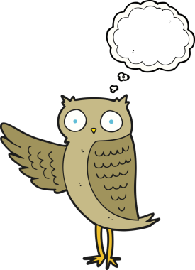 Bir insan tarafından çizilmiş serbest çizim baloncuk baykuş.