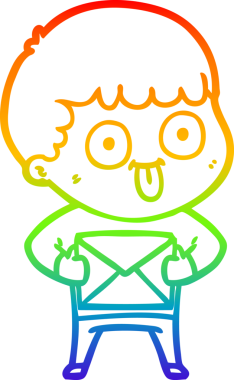 Gökkuşağı gradyan çizgi çizimi bir insan tarafından çizilmiş bir karikatür adam