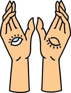 Bir insan tarafından çizilmiş geleneksel mistik el dövmesi.