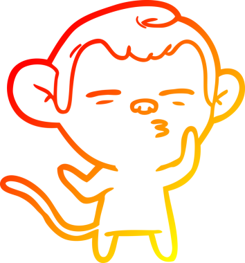 Bir insan tarafından çizilmiş şüpheli bir maymunun sıcak çizgi çizimi