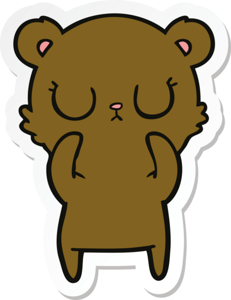 Bir insan tarafından çizilmiş barışçıl bir çizgi film ayısının çıkartması.