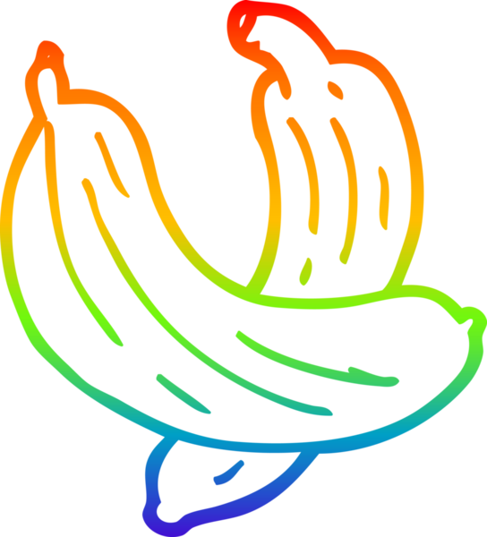 Bir insan tarafından çizilmiş bir muz karikatürünün gradyan çizimi