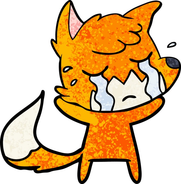 Bir insan tarafından çizilmiş ağlayan tilki çizgi filmi.